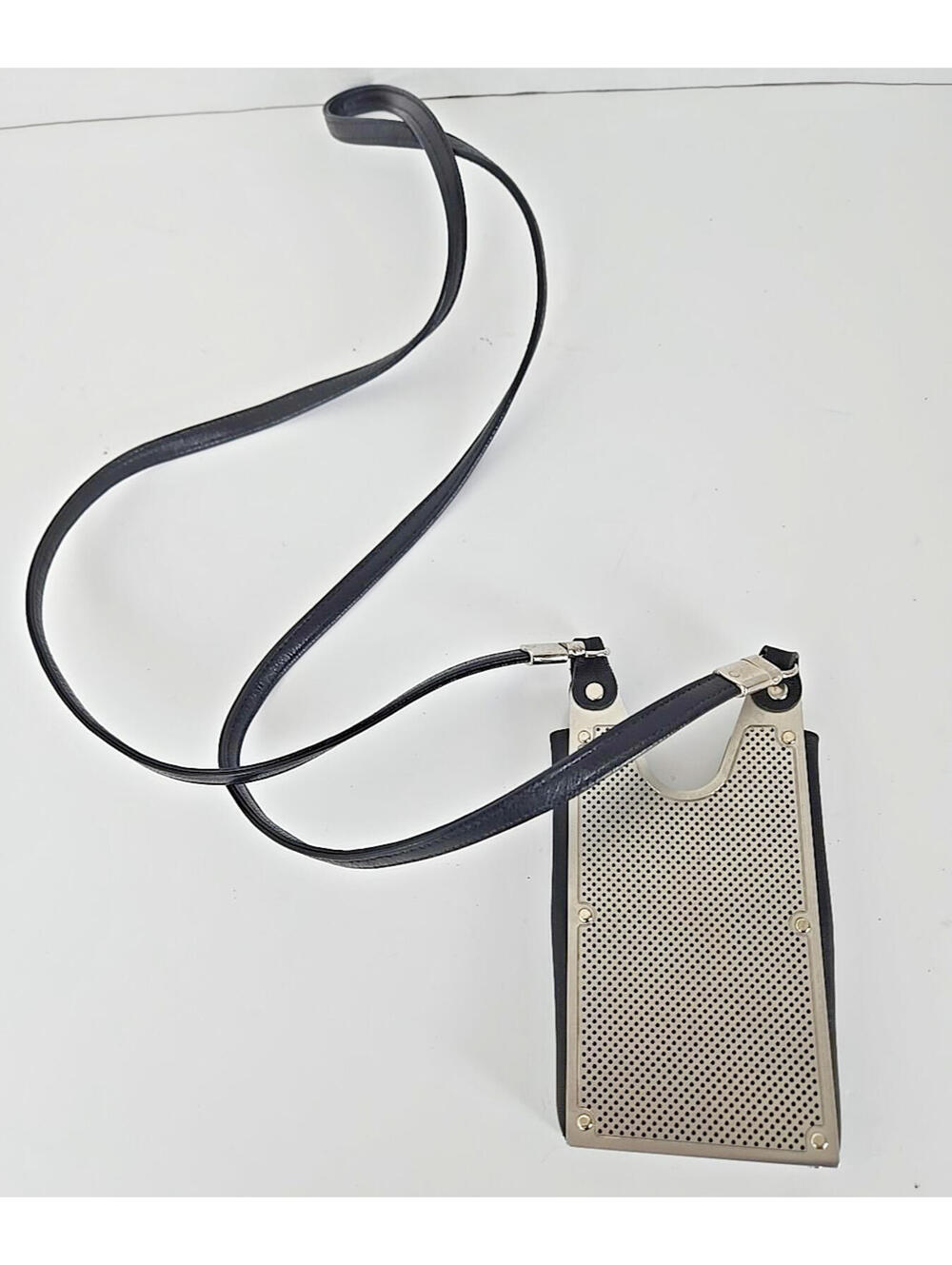 Wendy Stevens Max Phone Pocket Long Shoulder Strap Stainless Black Leather